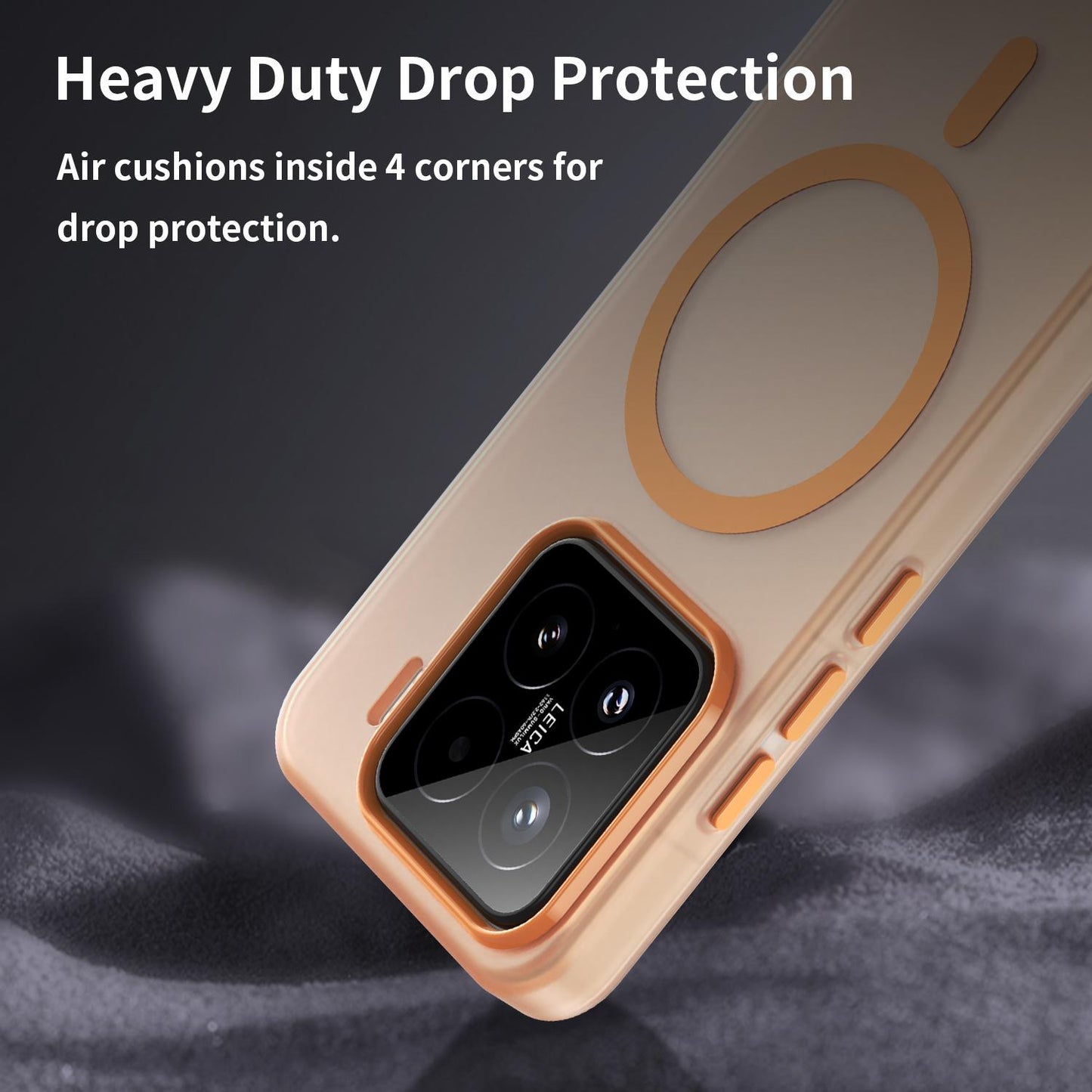 For-Xiaomi-15-MagSafe-Frosted-Translucent-TPU-+-PC-Full-Coverage-Phone-Case(Orange)