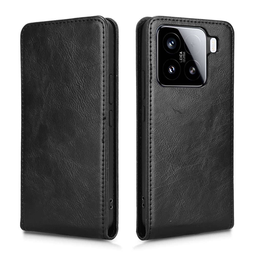 For-Xiaomi-15-Pro-Magnetic-Vertical-Flip-Leather-Phone-Case(Black)