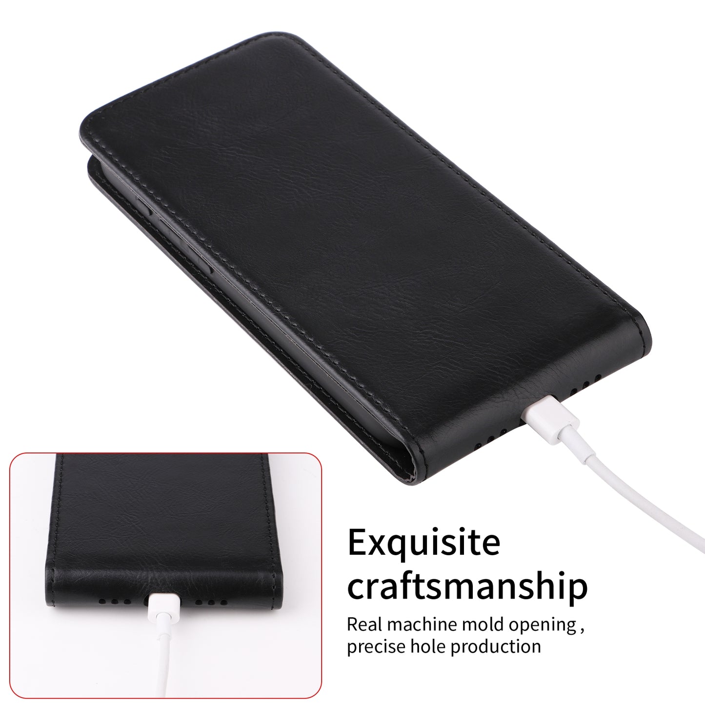 For-Xiaomi-15-Pro-Magnetic-Vertical-Flip-Leather-Phone-Case(Black)