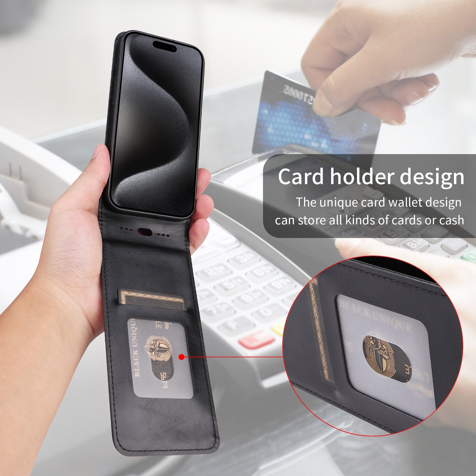 For-Xiaomi-15-Pro-Magnetic-Vertical-Flip-Leather-Phone-Case(Black)