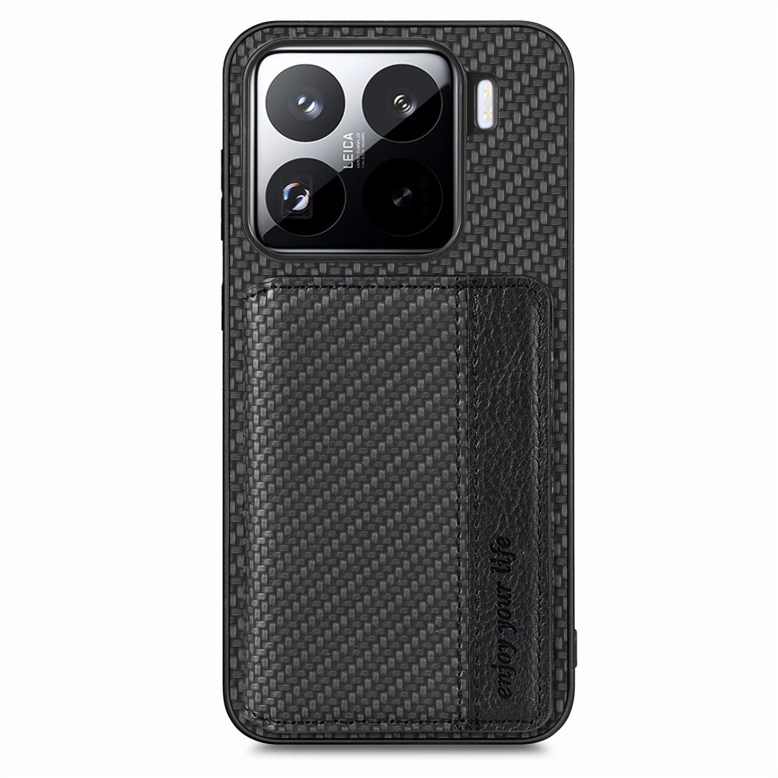 For-Xiaomi-15-Pro-Carbon-Fiber-Magnetic-Card-Bag-Phone-Case(Black)