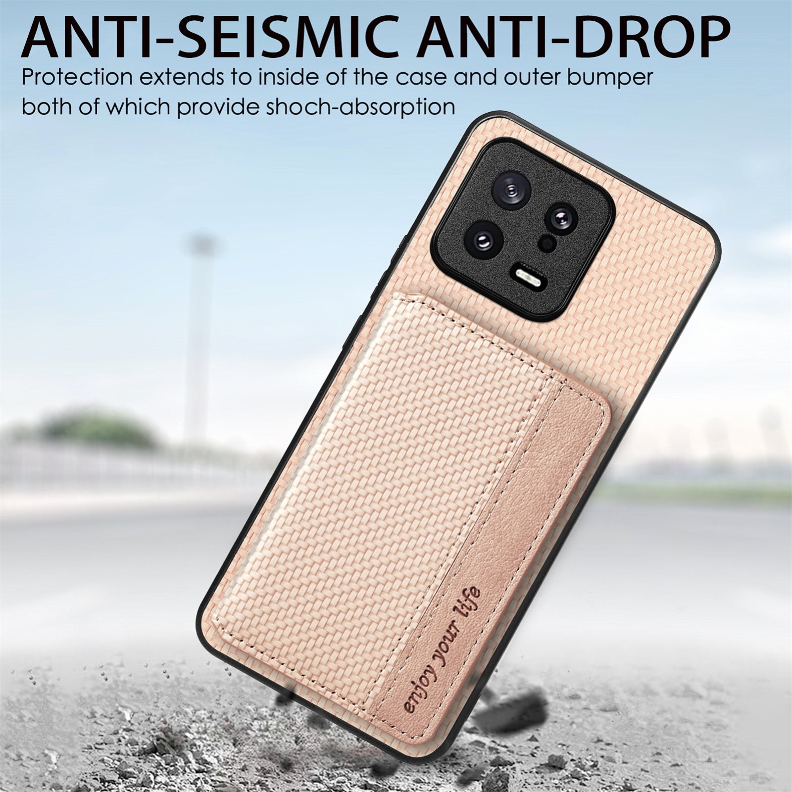 For-Xiaomi-15-Pro-Carbon-Fiber-Magnetic-Card-Bag-Phone-Case(Black)