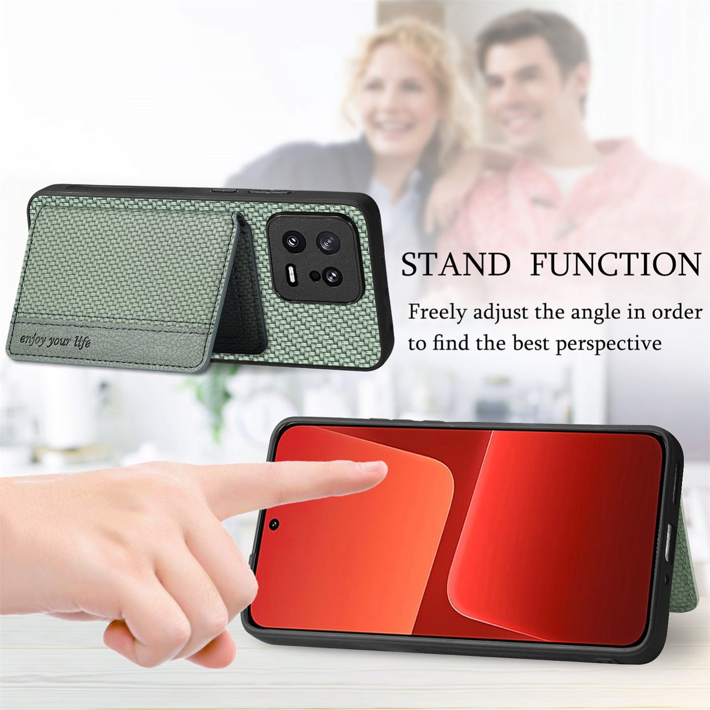 For-Xiaomi-15-Pro-Carbon-Fiber-Magnetic-Card-Bag-Phone-Case(Black)