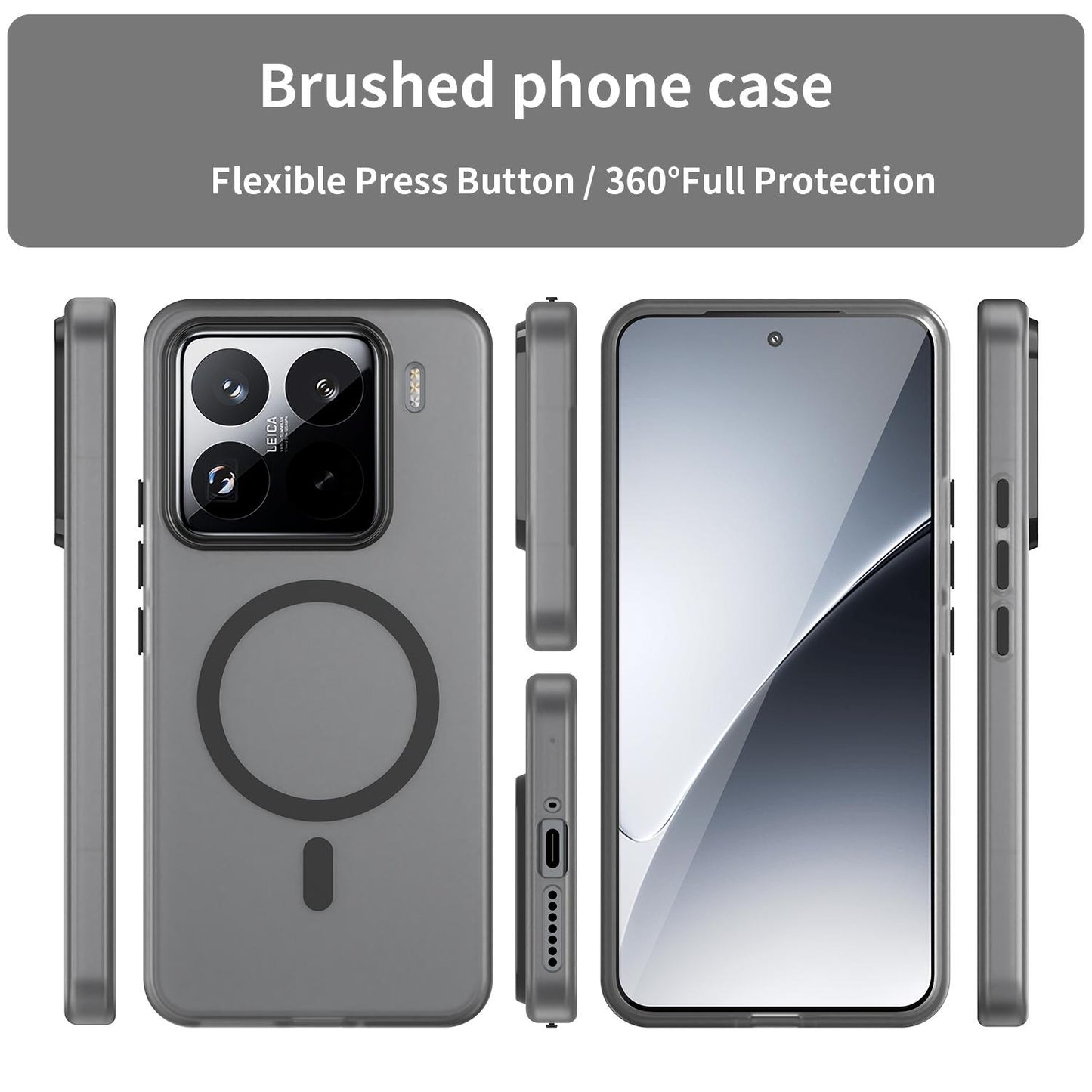 For-Xiaomi-15-Pro-MagSafe-Frosted-Translucent-TPU-+-PC-Full-Coverage-Phone-Case(Black)