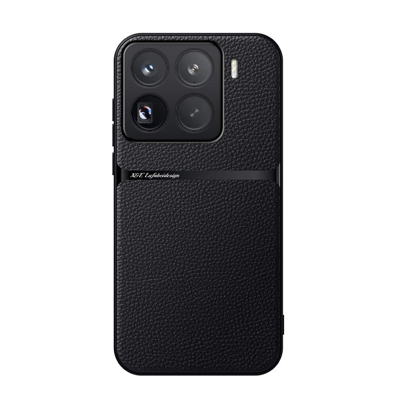 For-Xiaomi-15-Pro-Litchi-Leather-Magnetic-Full-Coverage-Shockproof-Phone-Case(Black)