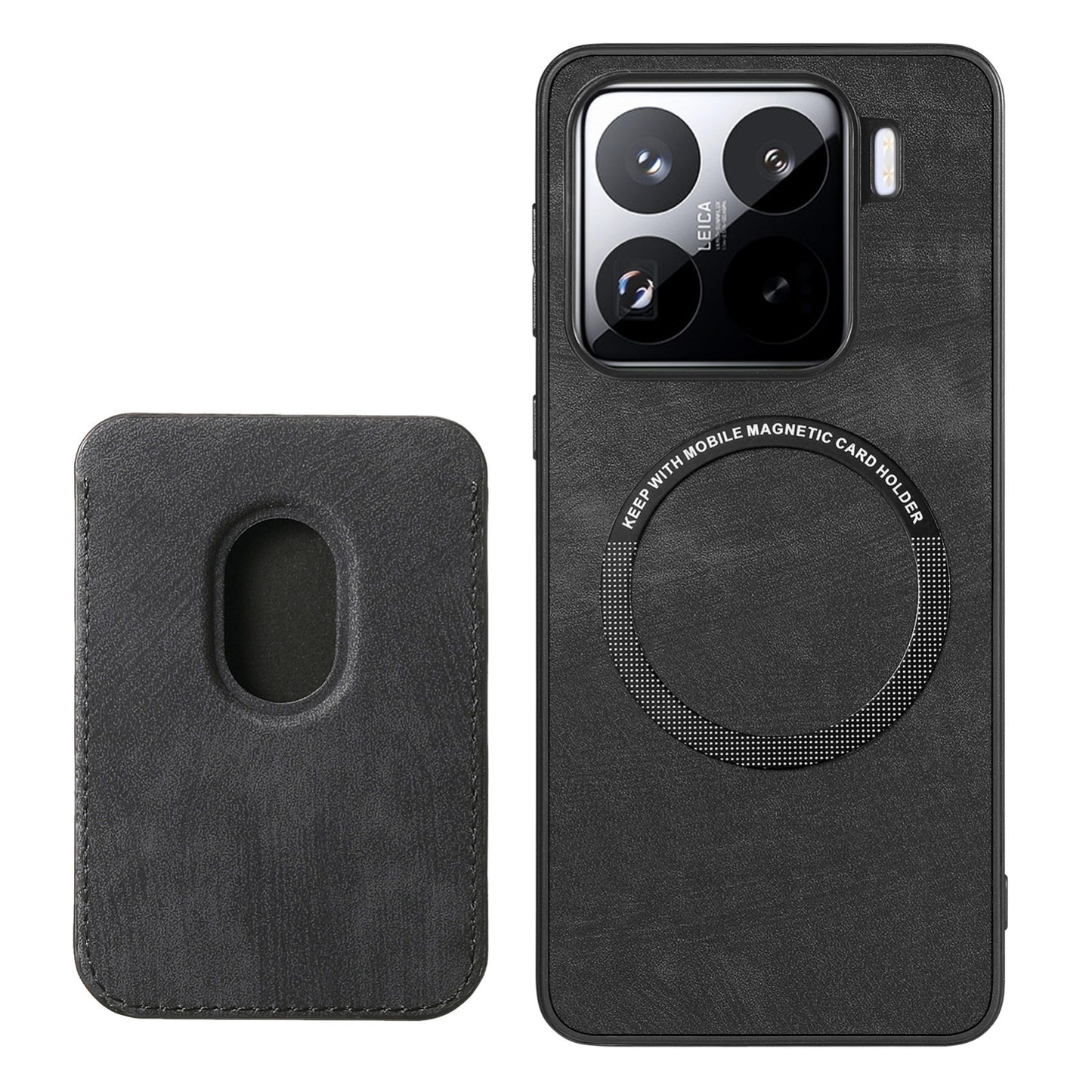 For-Xiaomi-15-Retro-Leather-Card-Bag-Magnetic-Phone-Case(Black)