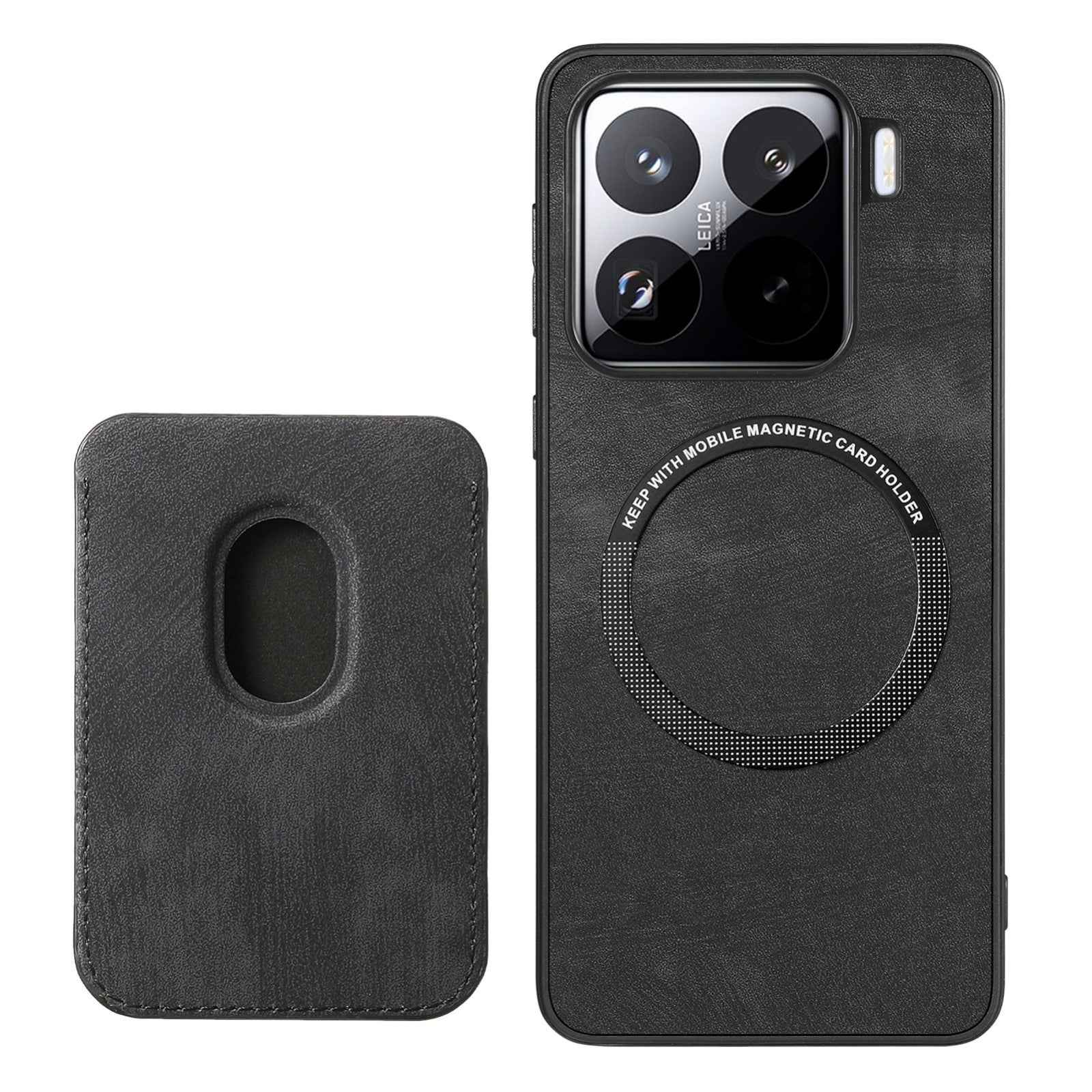 For-Xiaomi-15-Retro-Leather-Card-Bag-Magnetic-Phone-Case(Black)