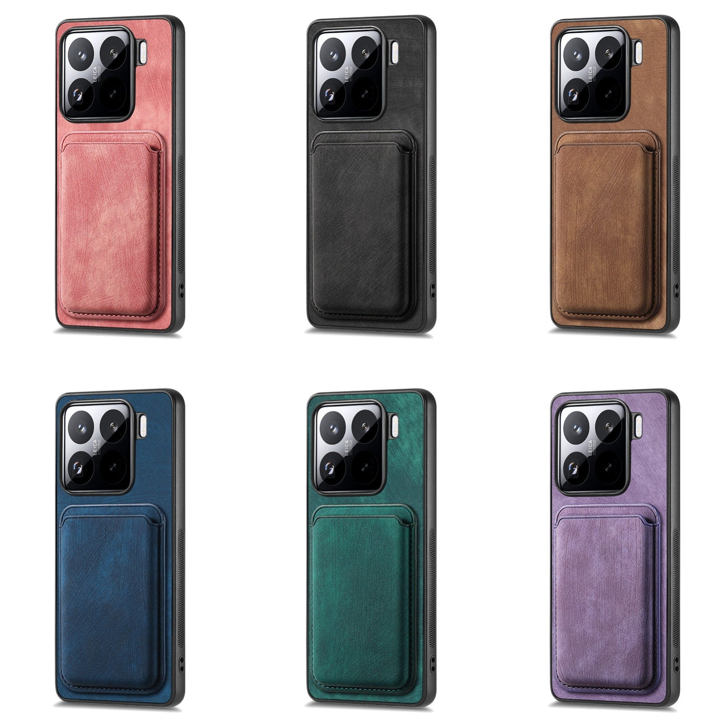 For-Xiaomi-15-Retro-Leather-Card-Bag-Magnetic-Phone-Case(Black)