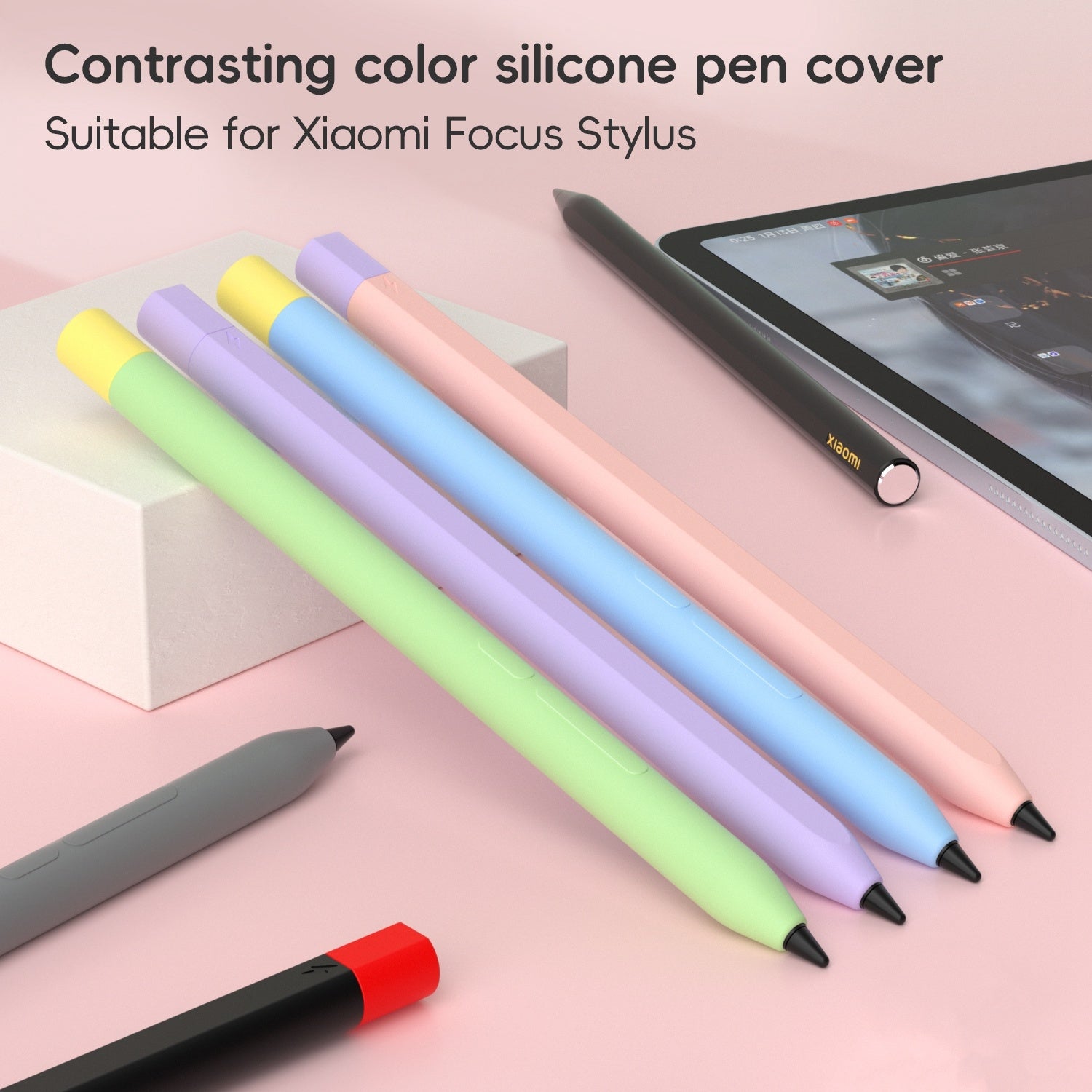 For-Xiaomi-Focus-Pen-III-Stylus-Pen-Contrast-Color-Silicone-Protective-Case(Grey)