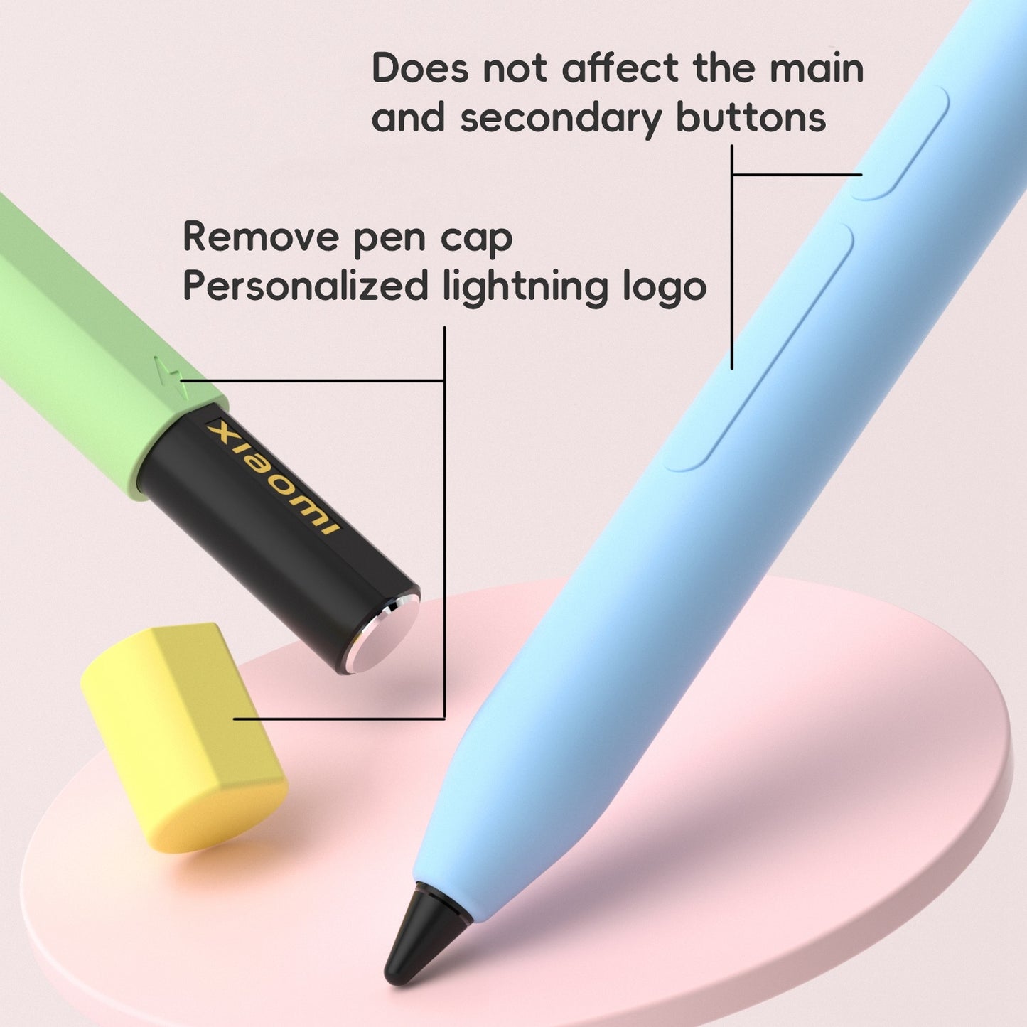 For-Xiaomi-Focus-Pen-III-Stylus-Pen-Contrast-Color-Silicone-Protective-Case(Grey)