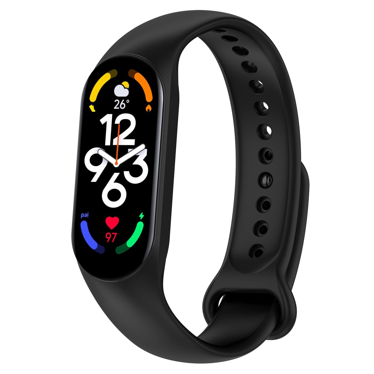 For-Xiaomi-Mi-Band-7-/-7NFC-/-6-/-6-NFC-/-5-/-5-NFC-/-Amazfit-Band-5-Official-Silicone-Watch-Band(Black)