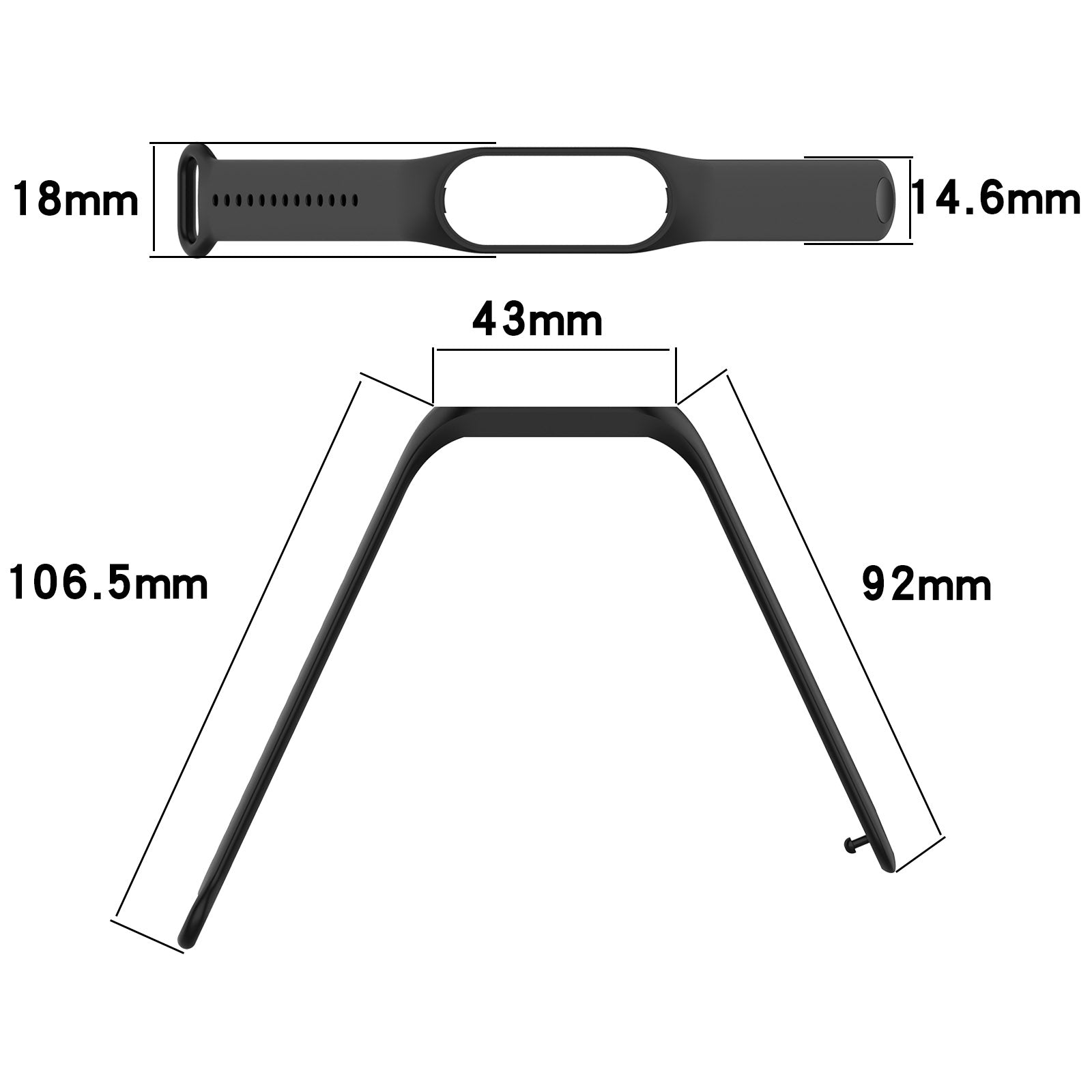 For-Xiaomi-Mi-Band-7-/-7NFC-/-6-/-6-NFC-/-5-/-5-NFC-/-Amazfit-Band-5-Official-Silicone-Watch-Band(Black)