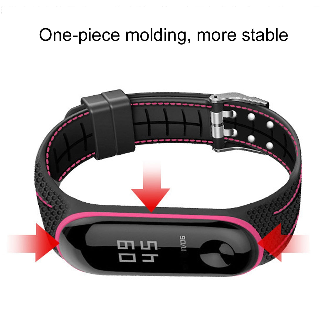 For-Xiaomi-Mi-Band-4-/-3-Silicone-Two-color-Thread-Watch-Band,-Style:Single-Bead-Texture(Red)