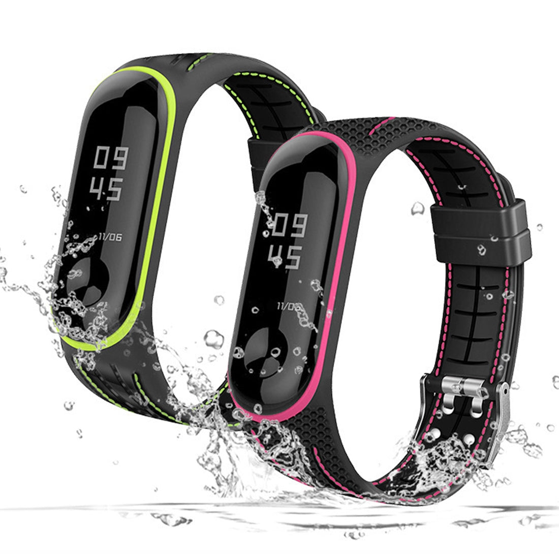 For-Xiaomi-Mi-Band-4-/-3-Silicone-Two-color-Thread-Watch-Band,-Style:Single-Bead-Texture(Red)