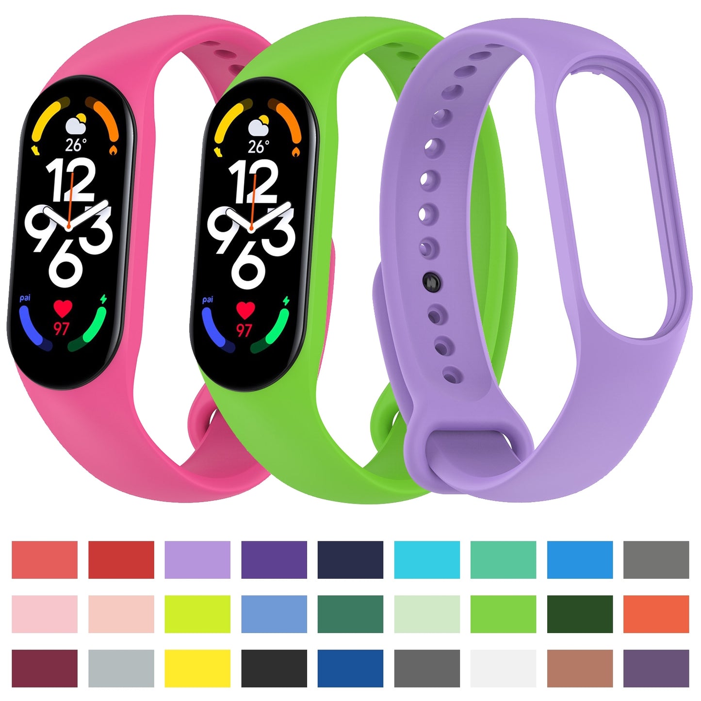 For-Xiaomi-Mi-Band-7-/-7NFC-/-6-/-6-NFC-/-5-/-5-NFC-/-Amazfit-Band-5-Official-Silicone-Watch-Band(Black)