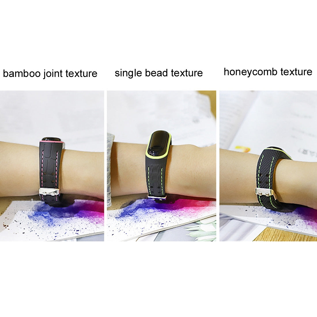 For-Xiaomi-Mi-Band-4-/-3-Silicone-Two-color-Thread-Watch-Band,-Style:Single-Bead-Texture(Red)