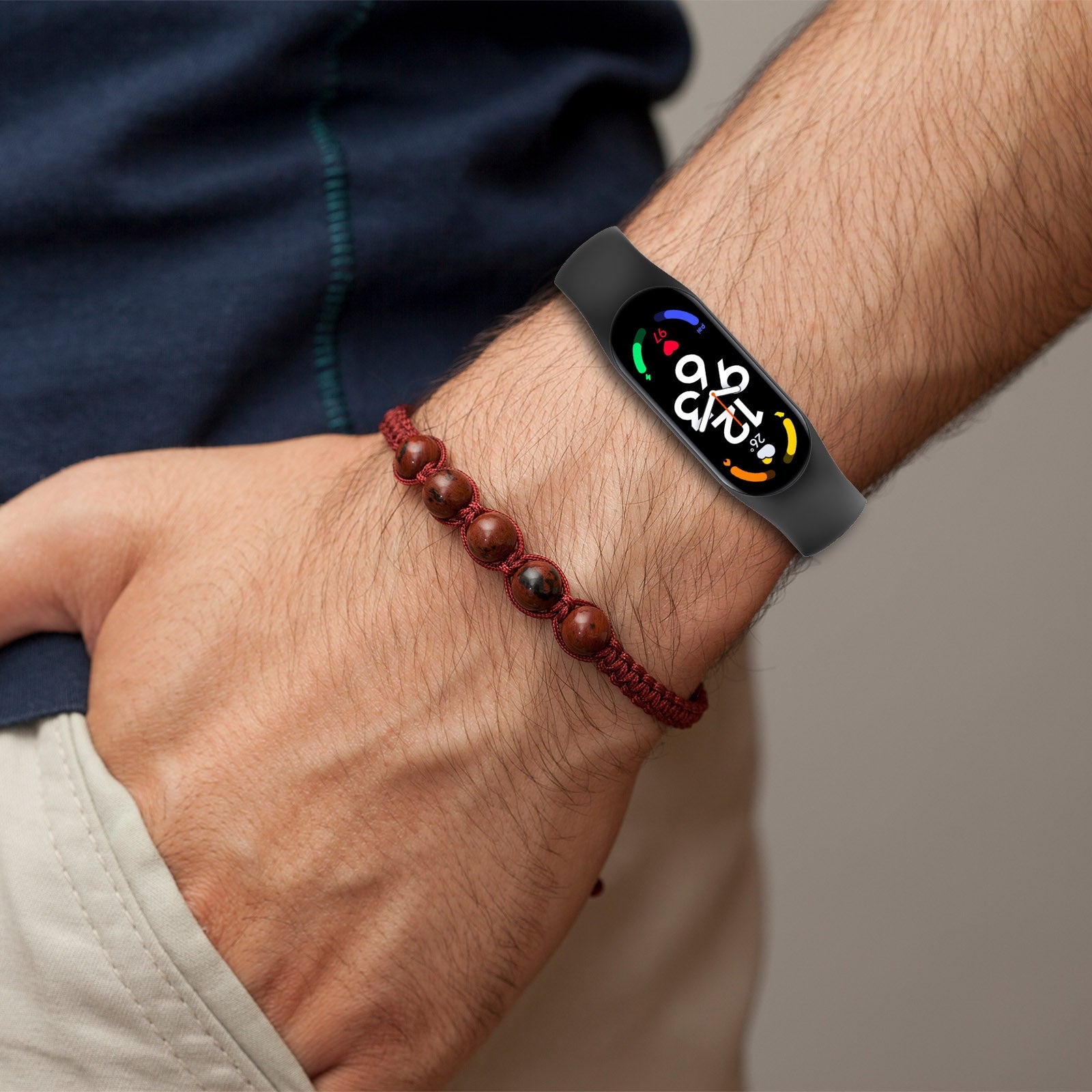 For-Xiaomi-Mi-Band-7-/-7NFC-/-6-/-6-NFC-/-5-/-5-NFC-/-Amazfit-Band-5-Official-Silicone-Watch-Band(Black)