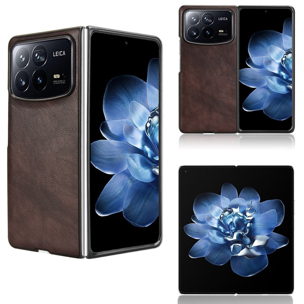 For-Xiaomi-Mix-Fold-4-Litchi-Texture-Back-Cover-Phone-Case(Brown)