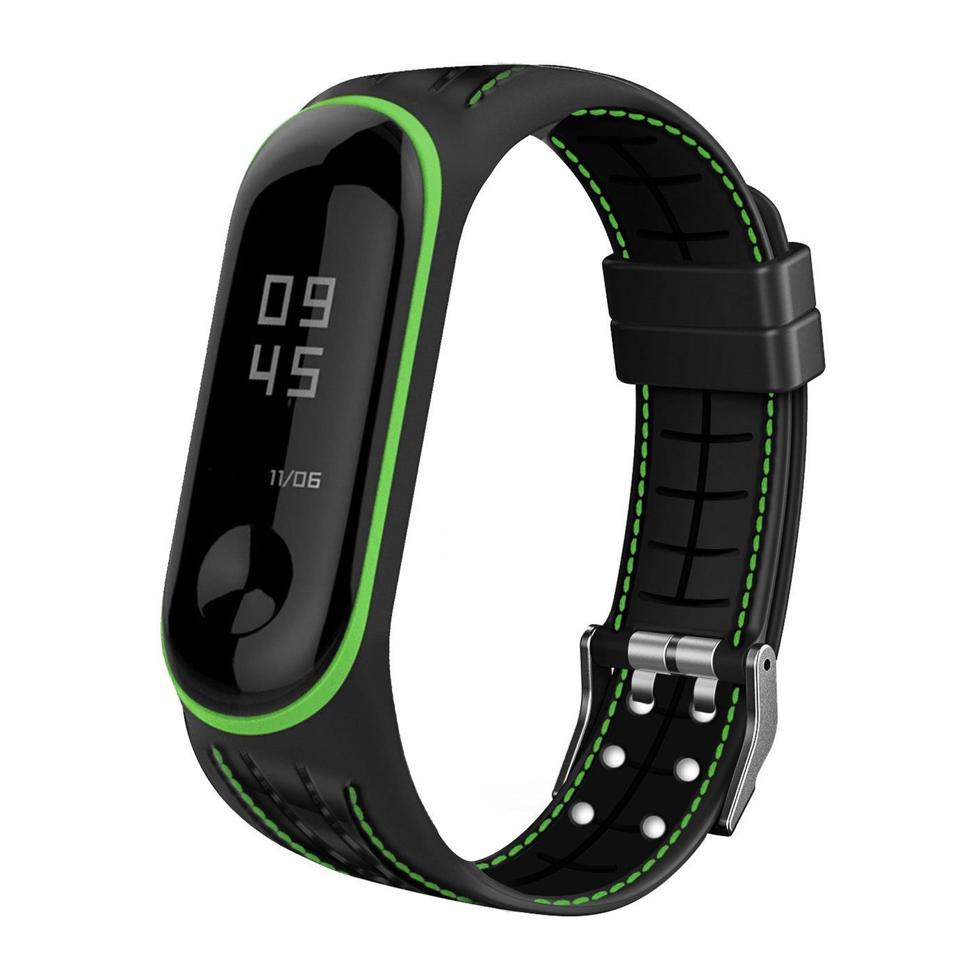 For-Xiaomi-Mi-Band-4-/-3-Silicone-Two-color-Thread-Watch-Band,-Style:Single-Bead-Texture(Green)