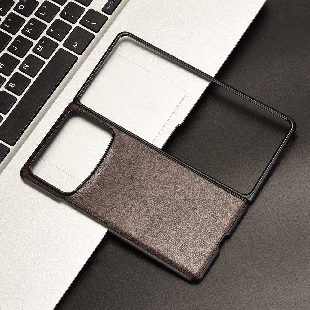 For-Xiaomi-Mix-Fold-4-Litchi-Texture-Back-Cover-Phone-Case(Brown)