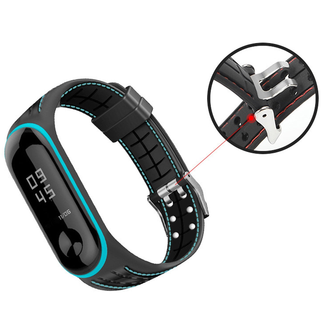 For-Xiaomi-Mi-Band-4-/-3-Silicone-Two-color-Thread-Watch-Band,-Style:Single-Bead-Texture(Green)