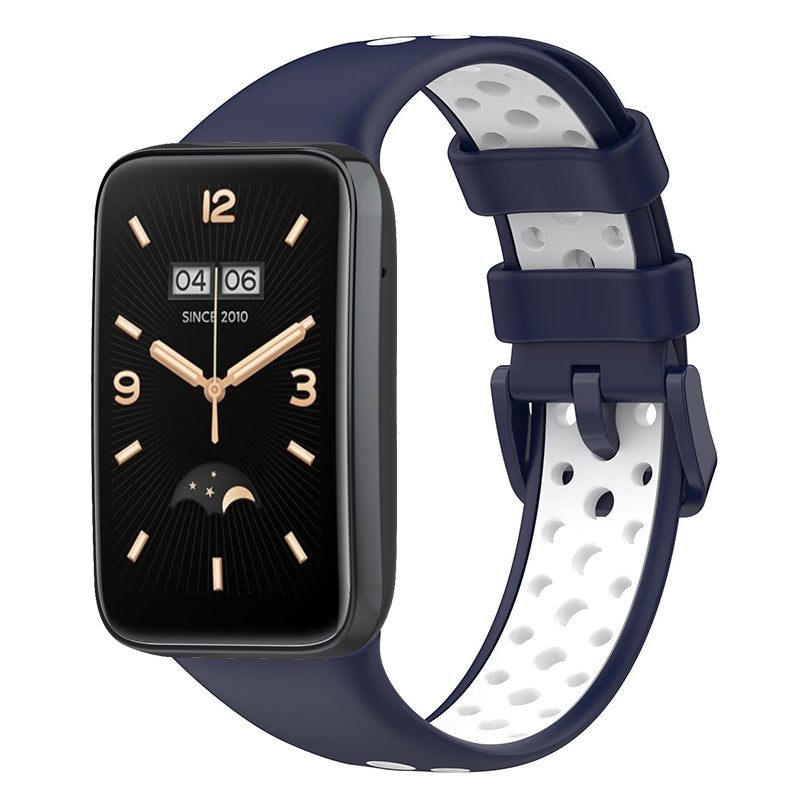 For-Xiaomi-Mi-Band-7-Pro-Breathable-Sports-TPU-Watch-Band(Dark-Blue+White)