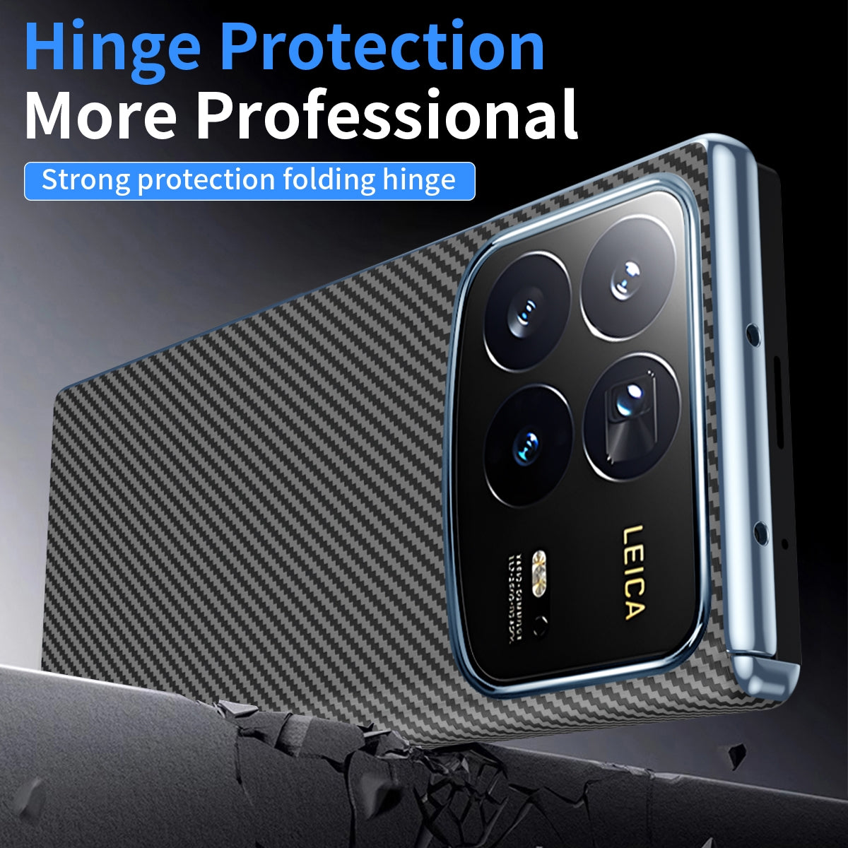 For-Xiaomi-MIX-Fold-4-Electroplated-Carbon-Fiber-Pattern-Folding-Phone-Case-with-Hinge(Black)