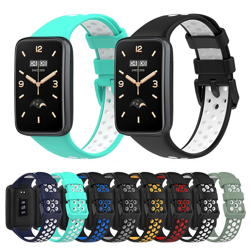 For-Xiaomi-Mi-Band-7-Pro-Breathable-Sports-TPU-Watch-Band(Dark-Blue+White)