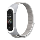 For-Xiaomi-Mi-Band-5-/-4-/-3-Nylon-Watch-Band(Seashell+Grey-White)