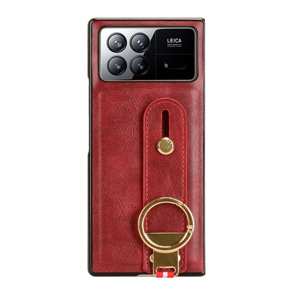 For-Xiaomi-Mix-Fold-3-Wristband-Leather-Back-Phone-Case(Red)