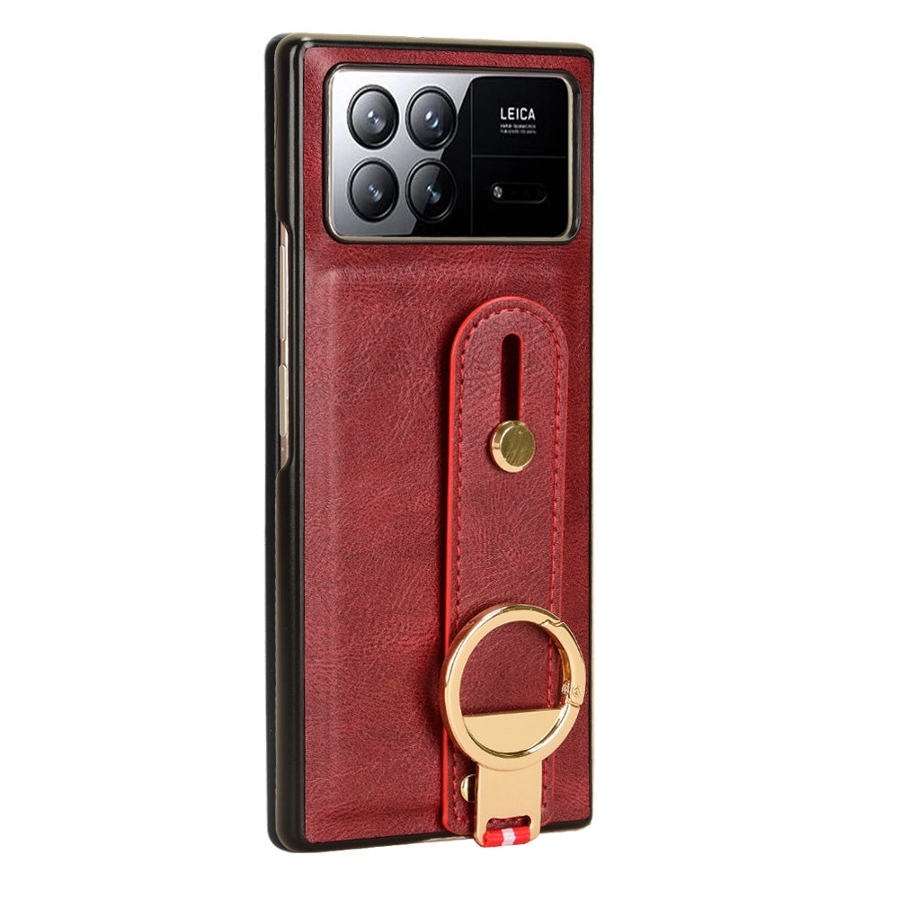 For-Xiaomi-Mix-Fold-3-Wristband-Leather-Back-Phone-Case(Red)