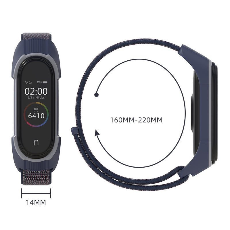For-Xiaomi-Mi-Band-5-/-4-/-3-Nylon-Watch-Band(Seashell+Grey-White)