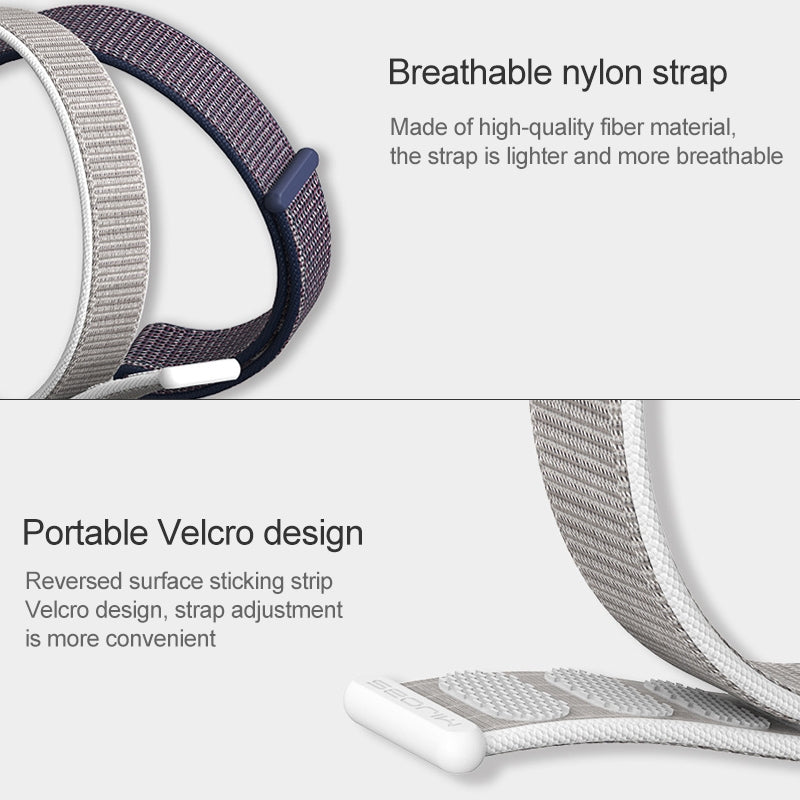 For-Xiaomi-Mi-Band-5-/-4-/-3-Nylon-Watch-Band(Seashell+Grey-White)