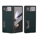 For-Xiaomi-Mix-Fold-2-Integrated-Genuine-Leather-Luolai-Series-Phone-Case-with-Holder(Dark-Green)