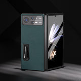 For-Xiaomi-Mix-Fold-2-Integrated-Genuine-Leather-Luolai-Series-Phone-Case-with-Holder(Dark-Green)