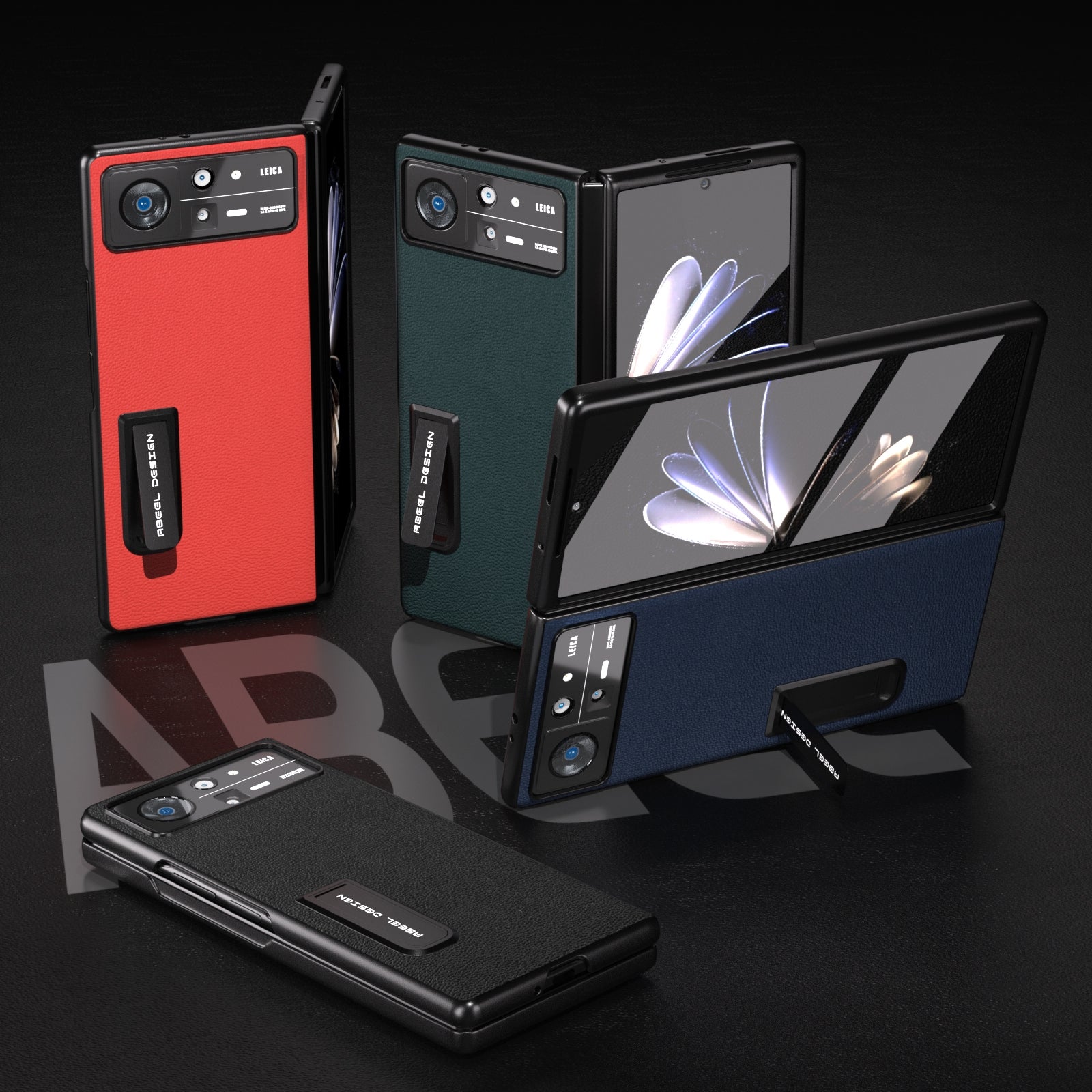 For-Xiaomi-Mix-Fold-2-Integrated-Genuine-Leather-Luolai-Series-Phone-Case-with-Holder(Dark-Green)