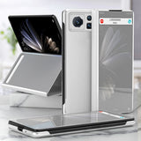 For-Xiaomi-Mix-Fold-2-Electroplated-Mirror-Leather-Phone-Case-with-Holder(Silver)