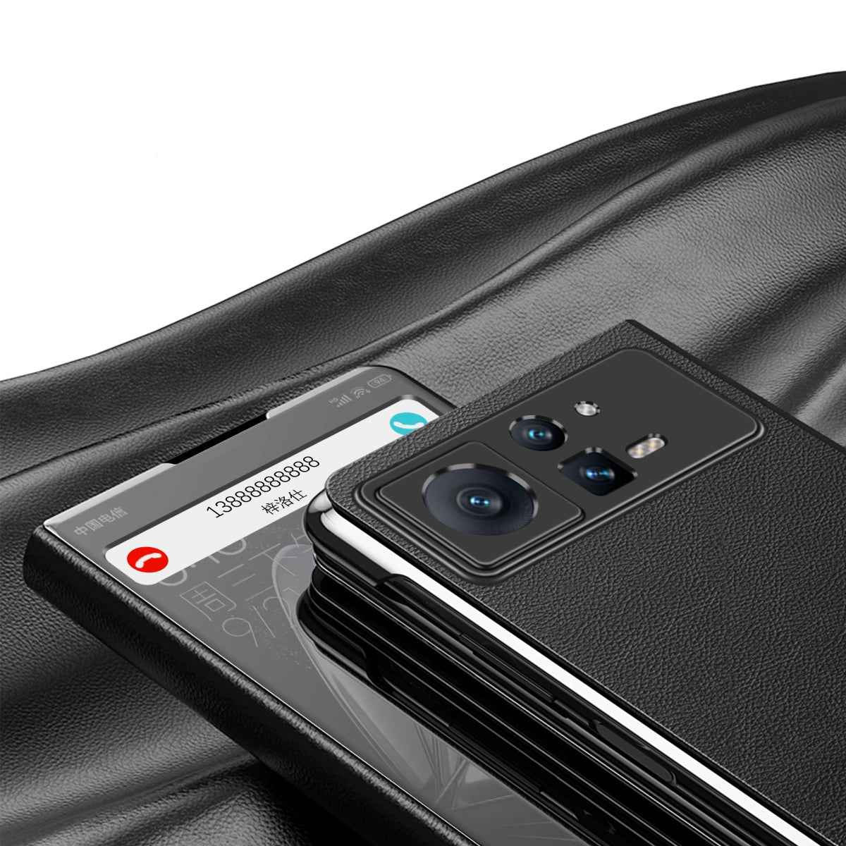 For-Xiaomi-Mix-Fold-2-Electroplated-Mirror-Leather-Phone-Case-with-Holder(Silver)