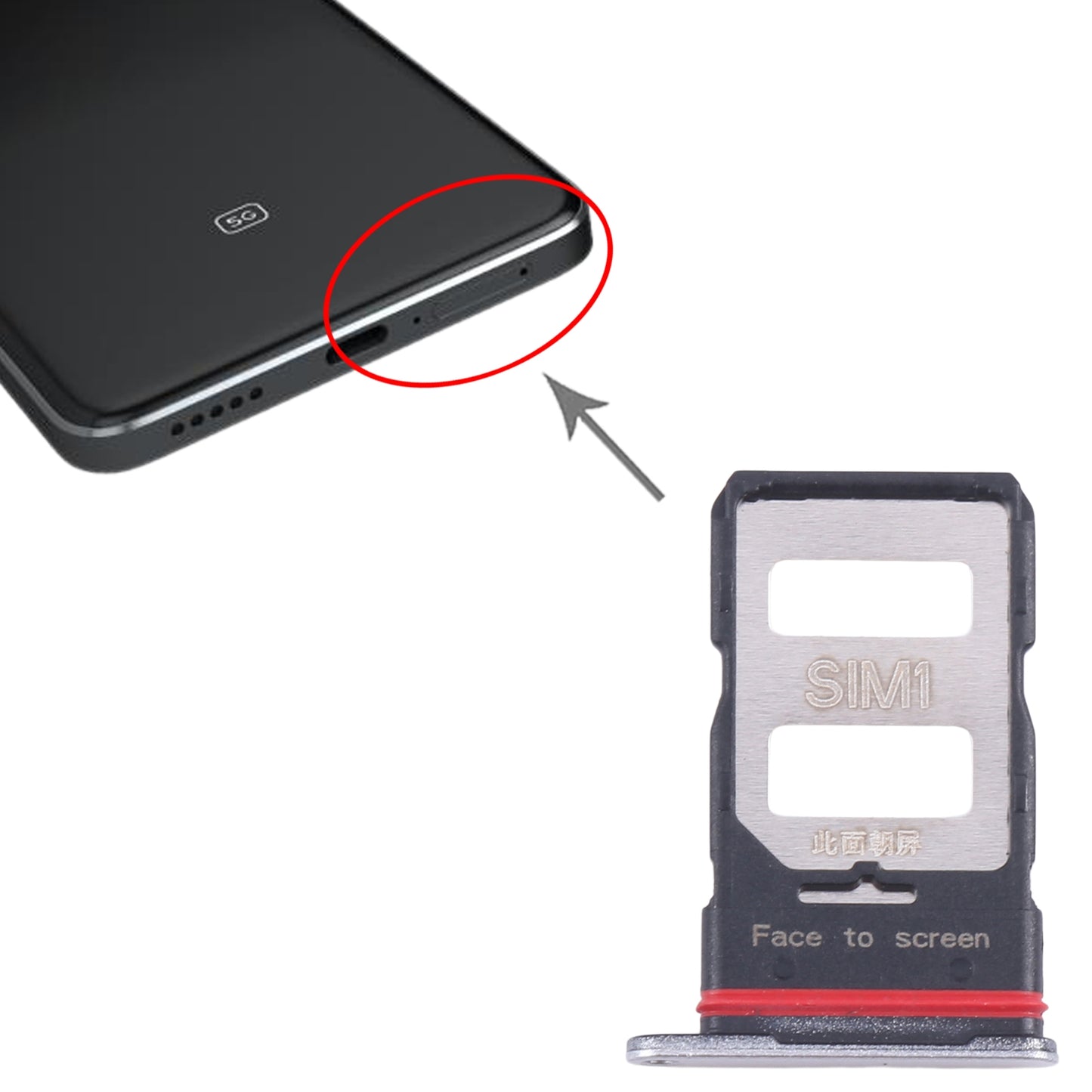 For-Xiaomi-Poco-X6-Pro-5G-Original-SIM-Card-Tray-+-SIM-Card-Tray-(Silver)