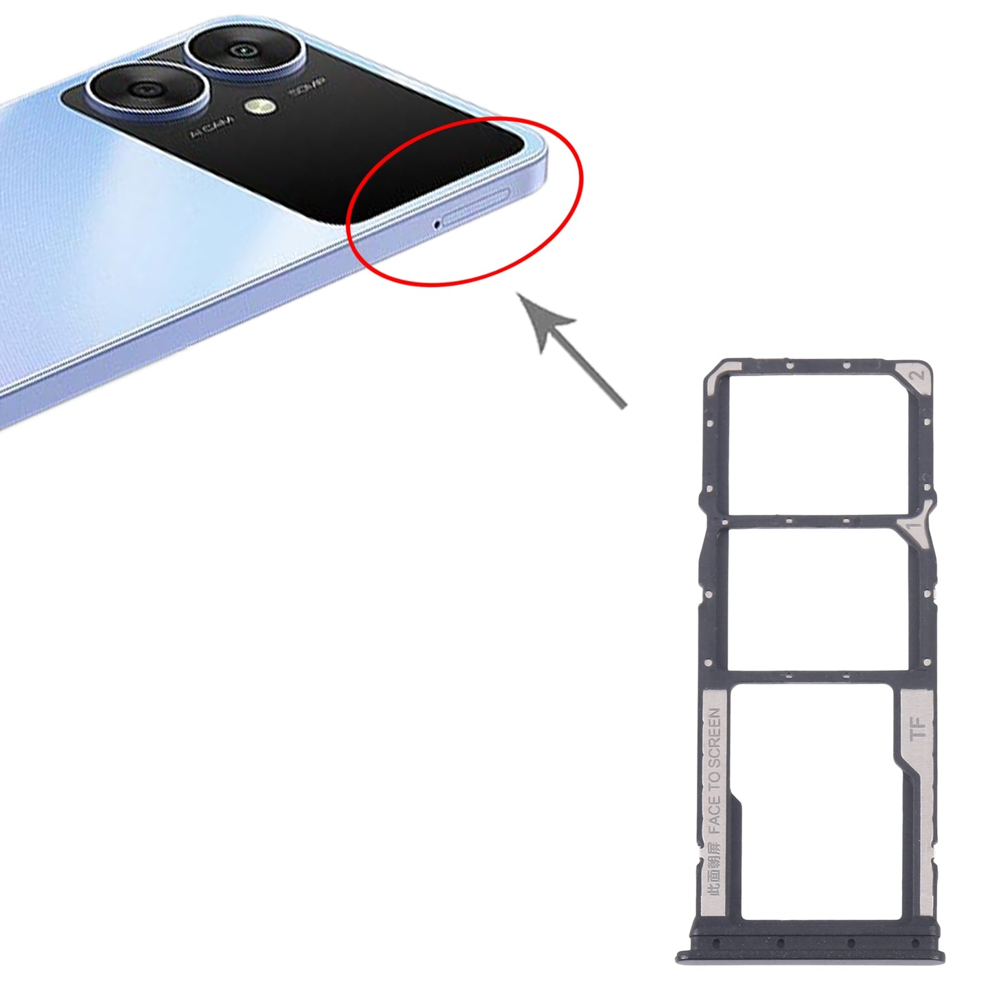For-Xiaomi-Poco-M6-Original-SIM-Card-Tray-+-SIM-Card-Tray-+-Micro-SD-Card-Tray-(Black)