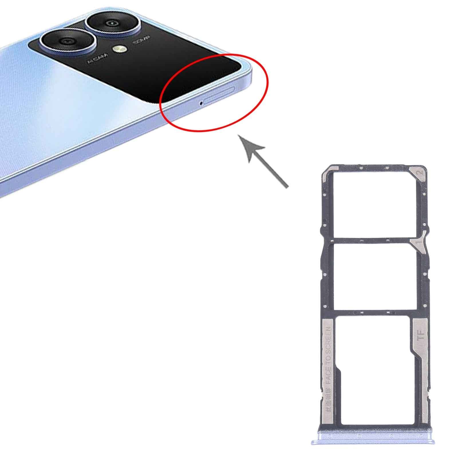 For-Xiaomi-Poco-M6-Original-SIM-Card-Tray-+-SIM-Card-Tray-+-Micro-SD-Card-Tray-(Blue)