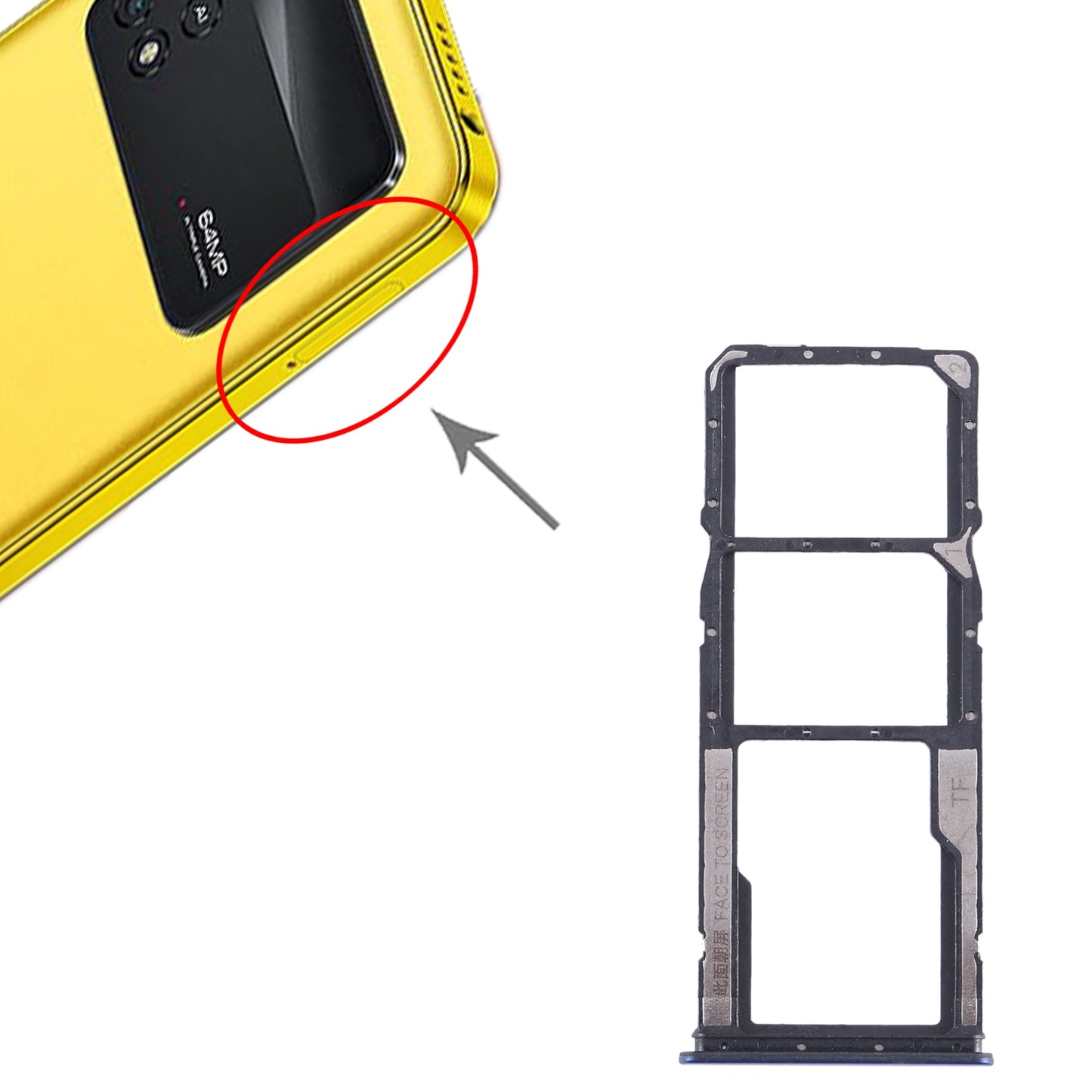 For-Xiaomi-Poco-M4-Pro-SIM-Card-Tray-+-SIM-Card-Tray-+-Micro-SD-Card-Tray-(Dark-Blue)