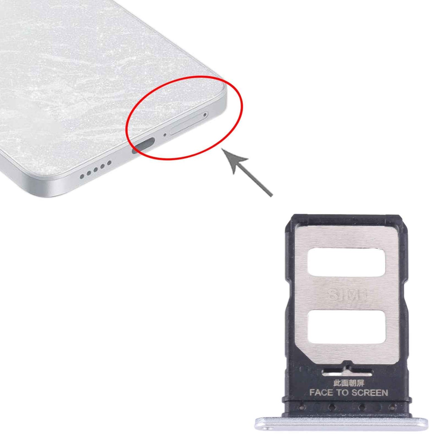 For-Xiaomi-Redmi-Note-13-Pro+-SIM-Card-Tray-+-SIM-Card-Tray-(Silver)
