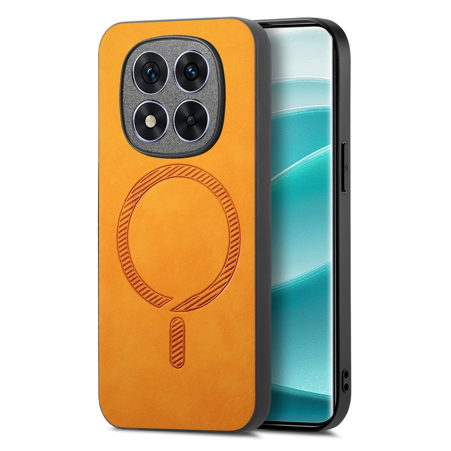 For-Xiaomi-Redmi-Note-14-5G-Solid-Color-Retro-Magsafe-PU-Back-Cover-Phone-Case(Yellow)