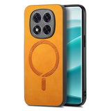For-Xiaomi-Redmi-Note-14-5G-Solid-Color-Retro-Magsafe-PU-Back-Cover-Phone-Case(Yellow)