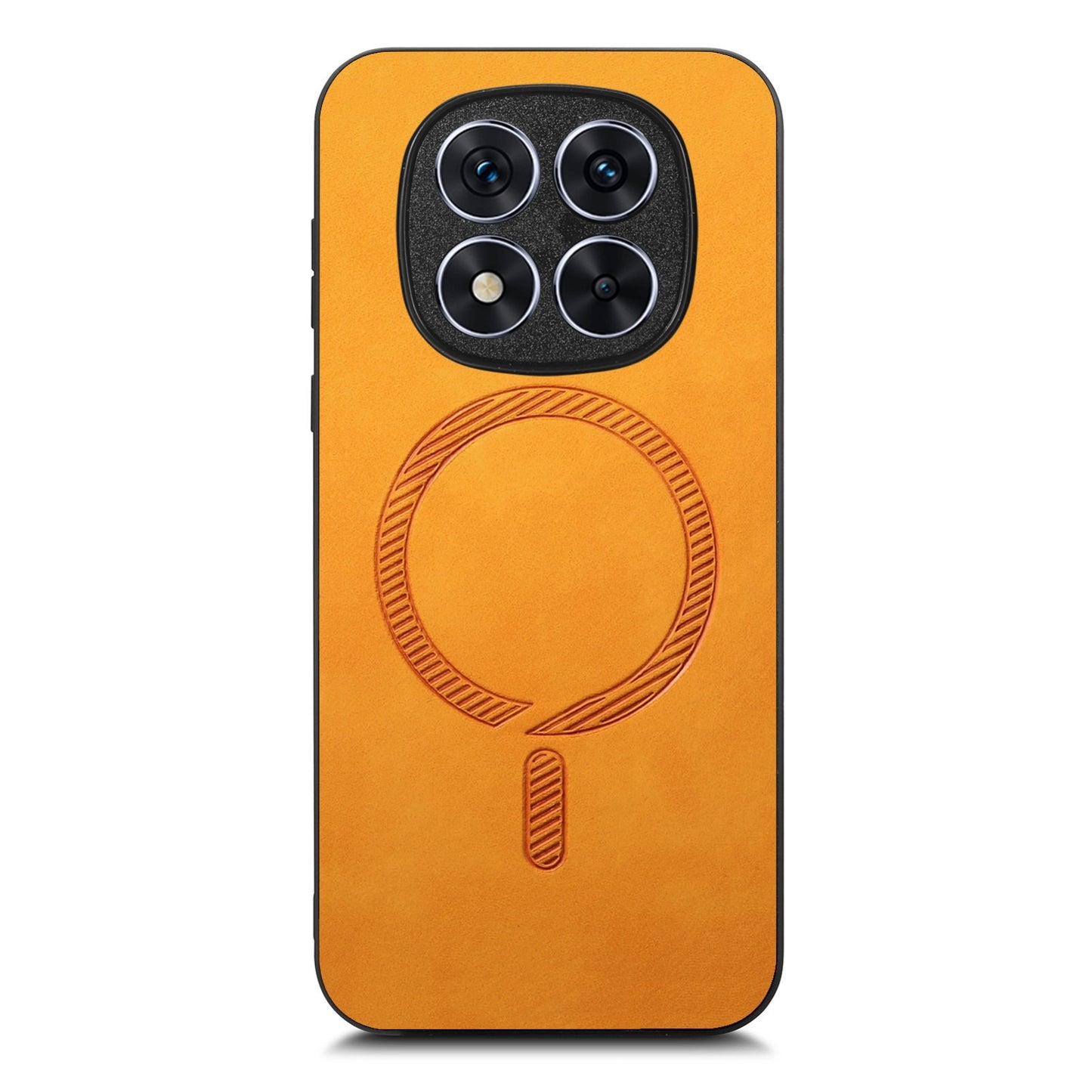 For-Xiaomi-Redmi-Note-14-5G-Solid-Color-Retro-Magsafe-PU-Back-Cover-Phone-Case(Yellow)