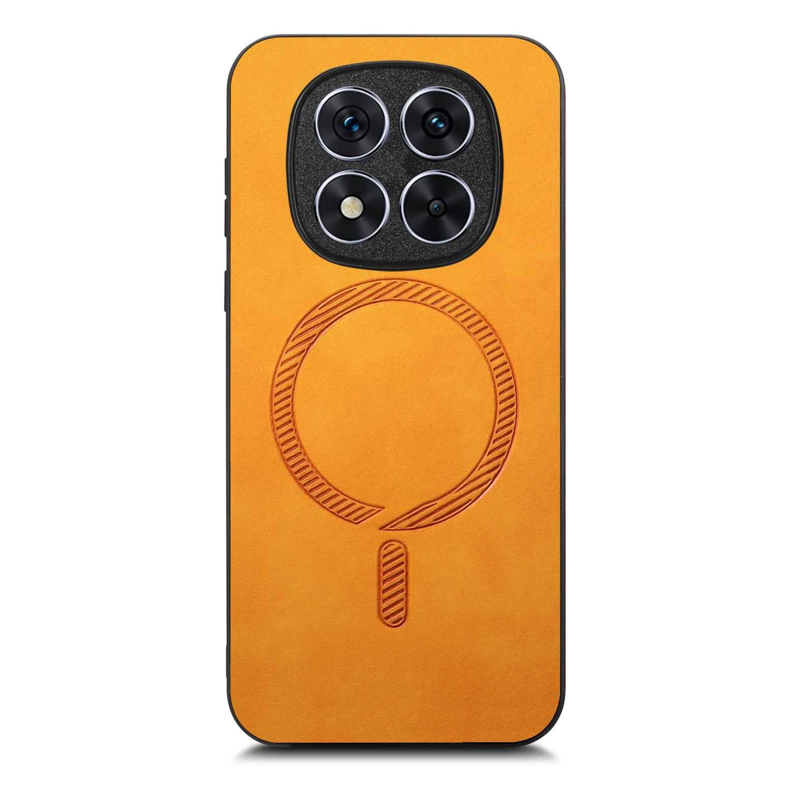 For-Xiaomi-Redmi-Note-14-5G-Solid-Color-Retro-Magsafe-PU-Back-Cover-Phone-Case(Yellow)