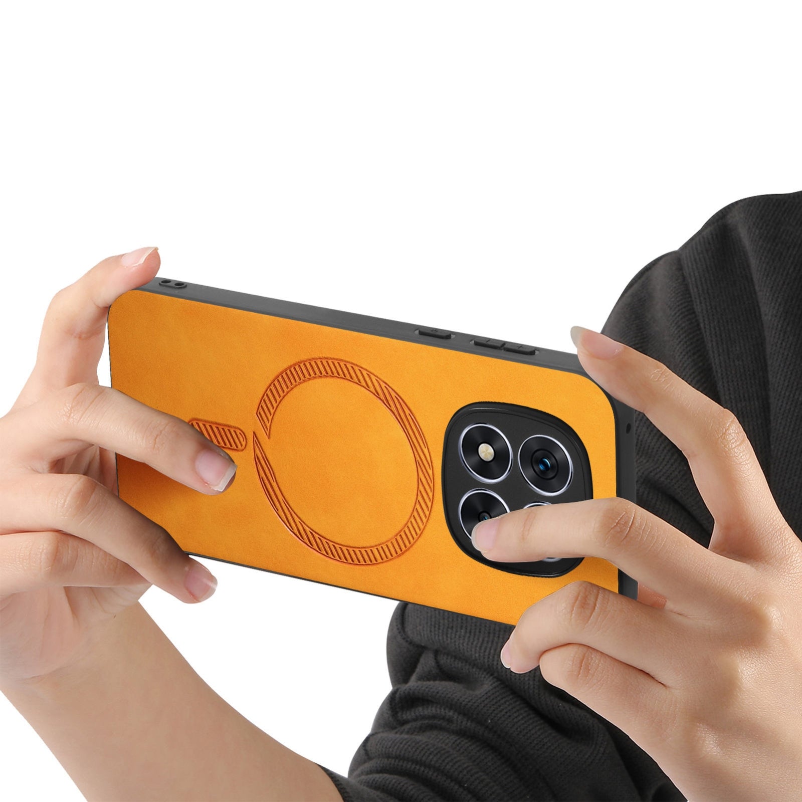 For-Xiaomi-Redmi-Note-14-5G-Solid-Color-Retro-Magsafe-PU-Back-Cover-Phone-Case(Yellow)