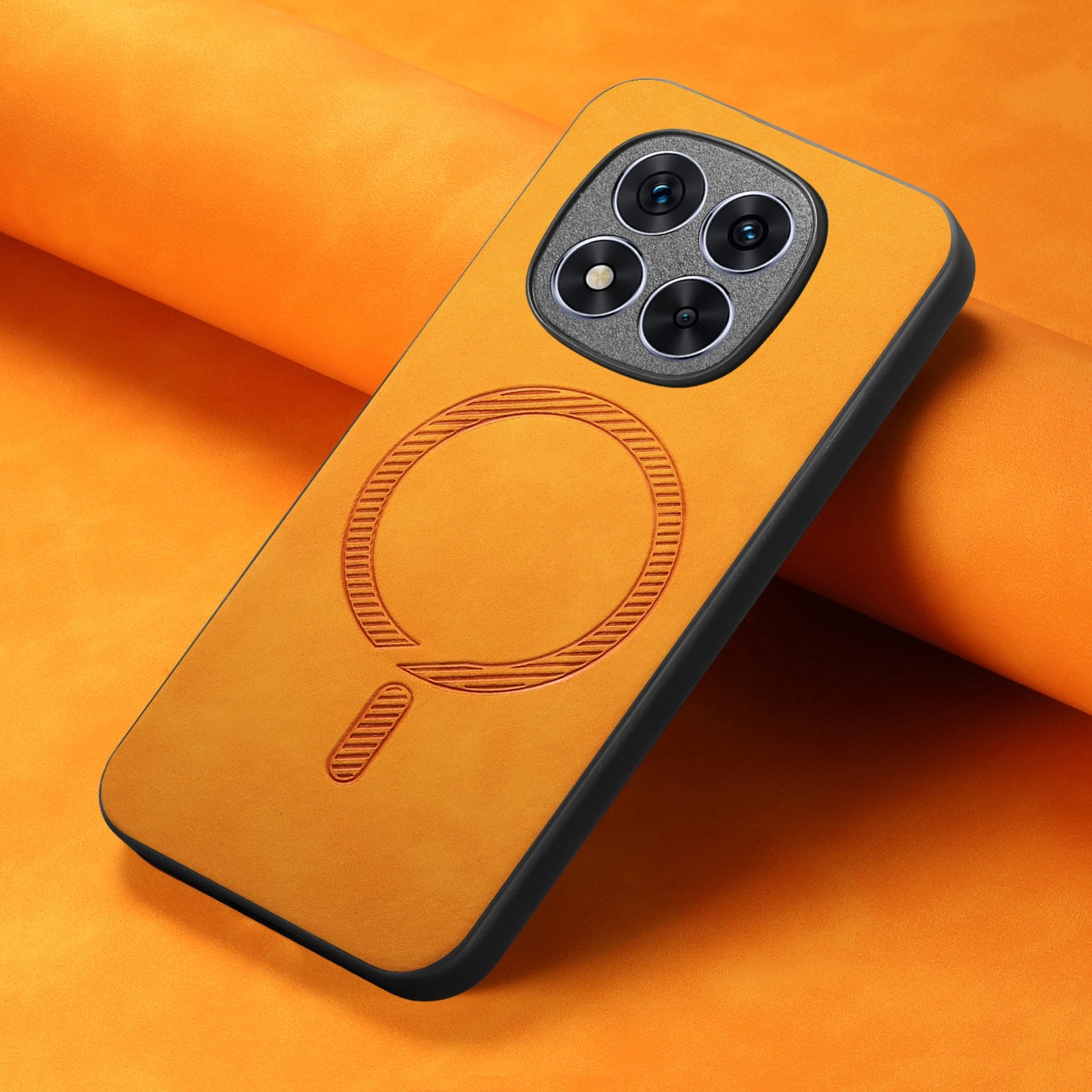 For-Xiaomi-Redmi-Note-14-5G-Solid-Color-Retro-Magsafe-PU-Back-Cover-Phone-Case(Yellow)