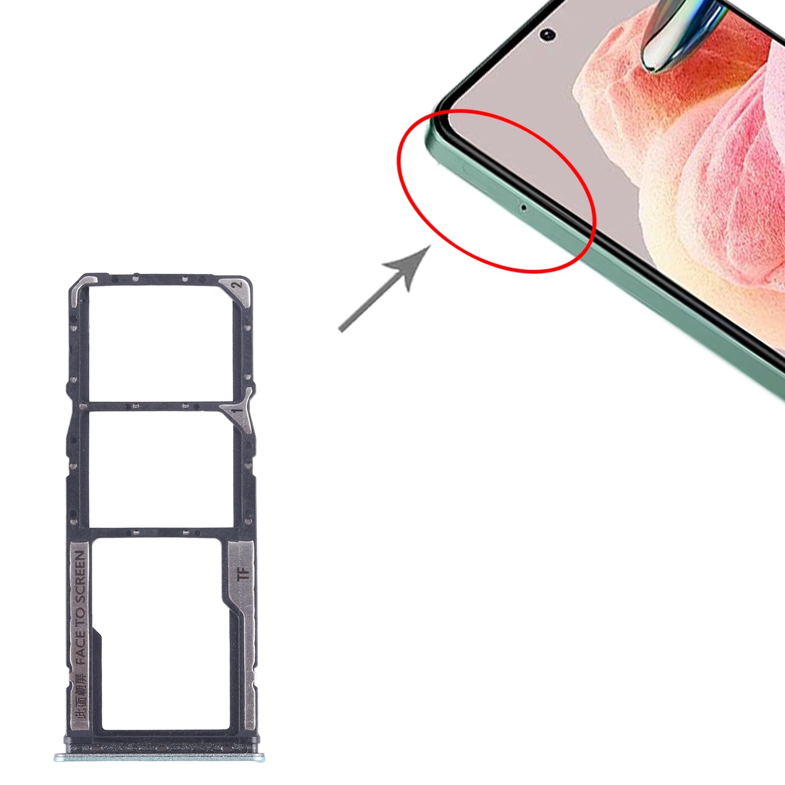 For-Xiaomi-Redmi-Note-12-4G-SIM-Card-Tray-+-SIM-Card-Tray-+-Micro-SD-Card-Tray-(Green)